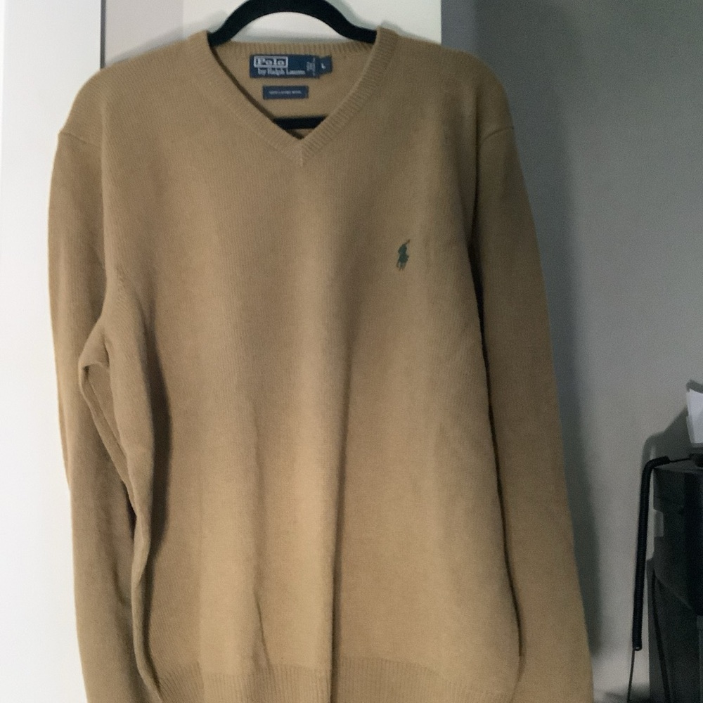 Ralph Lauren Men's Camel V-Neck Sweater